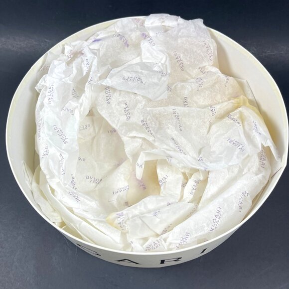 Bvlgari EMPTY Ivory Round Perfume Gift Box Ribbon Luxury Designer Storage READ - Picture 11 of 16